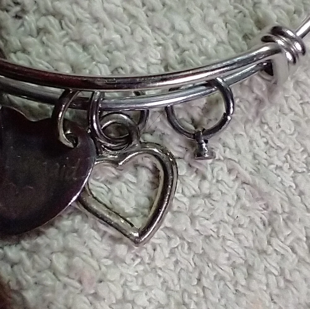 Silvertone bridesmaid charm bracelet adjustable